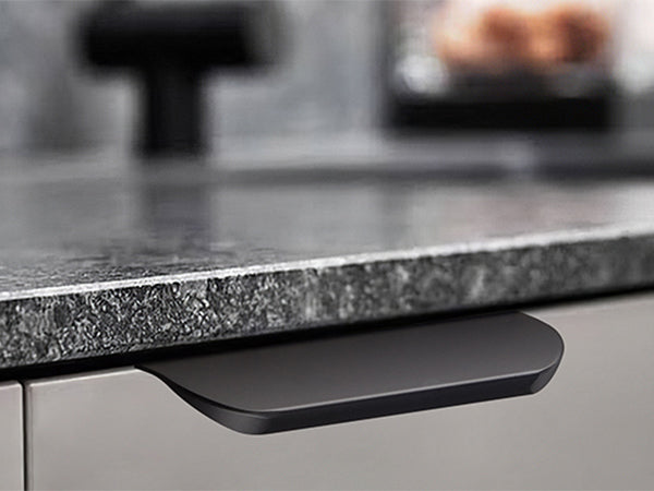 Satanga 5Pack Edge Finger Tab Pull for Cabinets Kitchen Concealed Aluminum Flat Hidden Bar Pulls Drawer Pulls Easy to Install 3.15inch 80mm Overall Length Matte Black