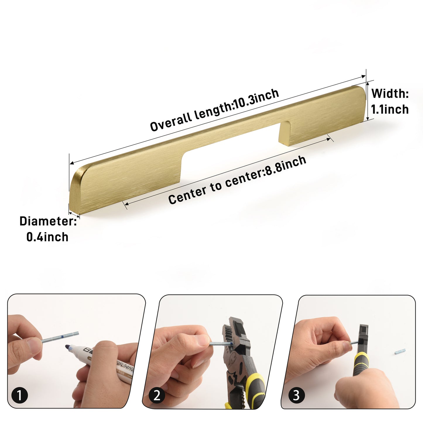 Satanga cabinet handle 9130 240mm Gold