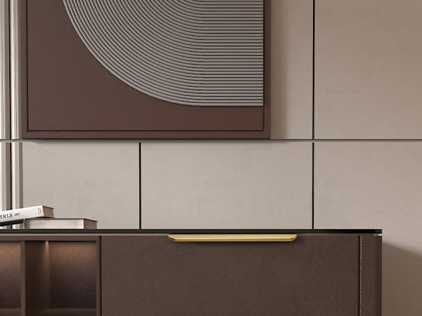 Satanga 5Pack Edge Finger Tab Pull for Cabinets Kitchen Concealed Aluminum Flat Hidden Bar Pulls Drawer Pulls Easy to Install 15.75inch 400mm Overall Length Brushed Brass