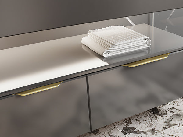 Edge Finger Pulls for Cabinet Kitchen Drawer knobs Low Profile Door Dresser Bathroom Long Cupboard Furniture Handles Aluminum 6 Pack Brushed Nickel 6.3in(160mm)Hole Center Easy Installation