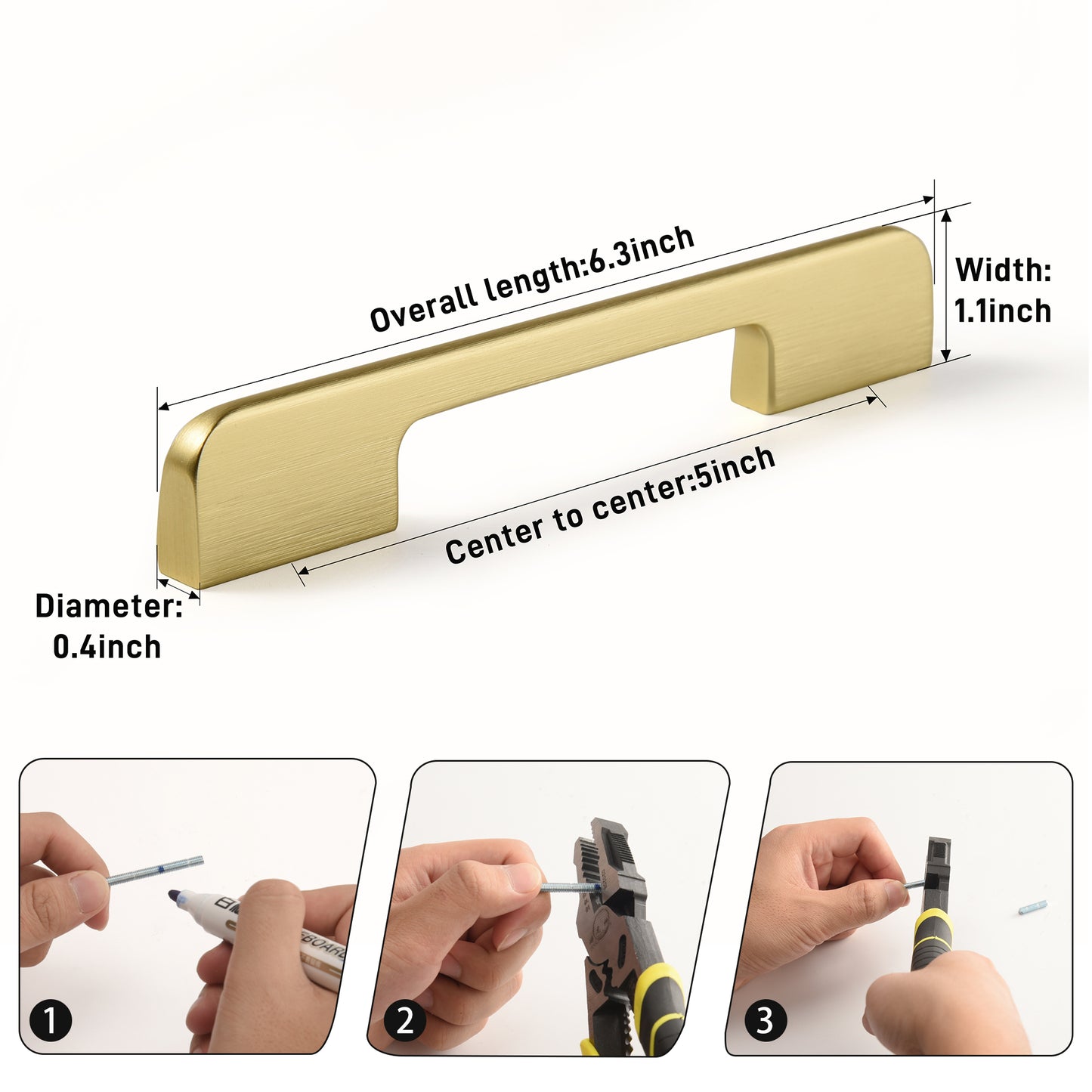 Satanga cabinet handle 9130 128mm Gold