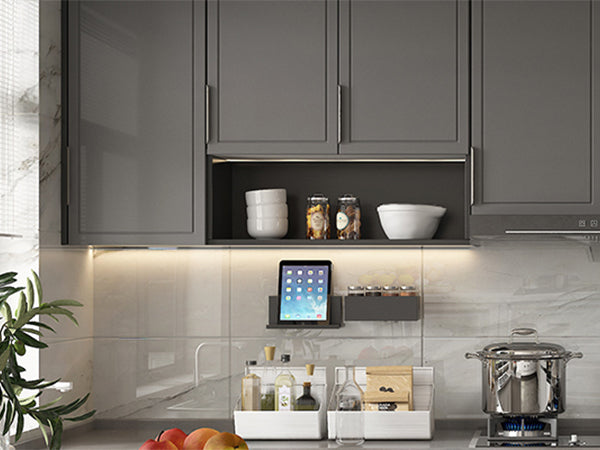 Satanga 5Pack Edge Finger Tab Pull for Cabinets Kitchen Concealed Aluminum Flat Hidden Bar Pulls Drawer Pulls Easy to Install 11.81inch 300mm Overall Length Brushed Nickel