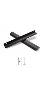 Satanga 5Pack Edge Finger Tab Pull for Cabinets Kitchen Concealed Aluminum Flat Hidden Bar Pulls Drawer Pulls Easy to Install 11.81inch 300mm Overall Length Matte Black