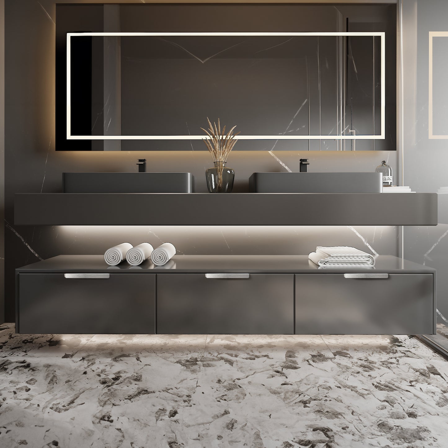 Satanga 5Pack Edge Finger Tab Pull for Cabinets Kitchen Concealed Aluminum Flat Hidden Bar Pulls Drawer Pulls Easy to Install 7.87inch 200mm Overall Length Brushed Nickel