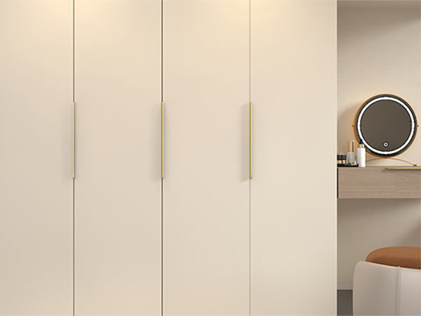 Satanga 5Pack Edge Finger Tab Pull for Cabinets Kitchen Concealed Aluminum Flat Hidden Bar Pulls Drawer Pulls Easy to Install 15.75inch 400mm Overall Length Brushed Brass