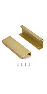 Satanga 5Pack Edge Finger Tab Pull for Cabinets Kitchen Concealed Aluminum Flat Hidden Bar Pulls Drawer Pulls Easy to Install 4.72 inch 120mm Overall Length Brushed Brass