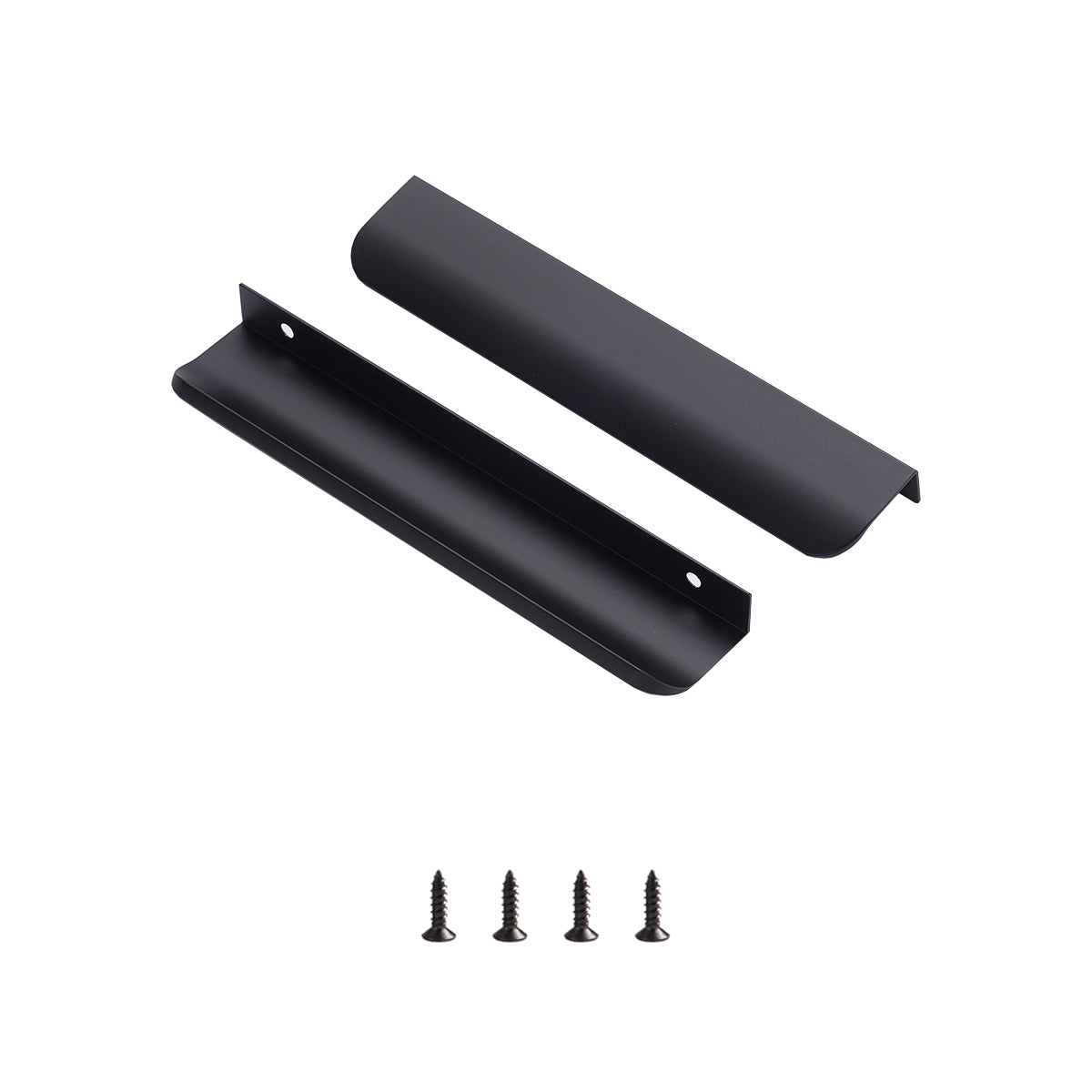 Satanga 5Pack Edge Finger Tab Pull for Cabinets Kitchen Concealed Aluminum Flat Hidden Bar Pulls Drawer Pulls Easy to Install 7.87inch 200mm Overall Length Matte Black
