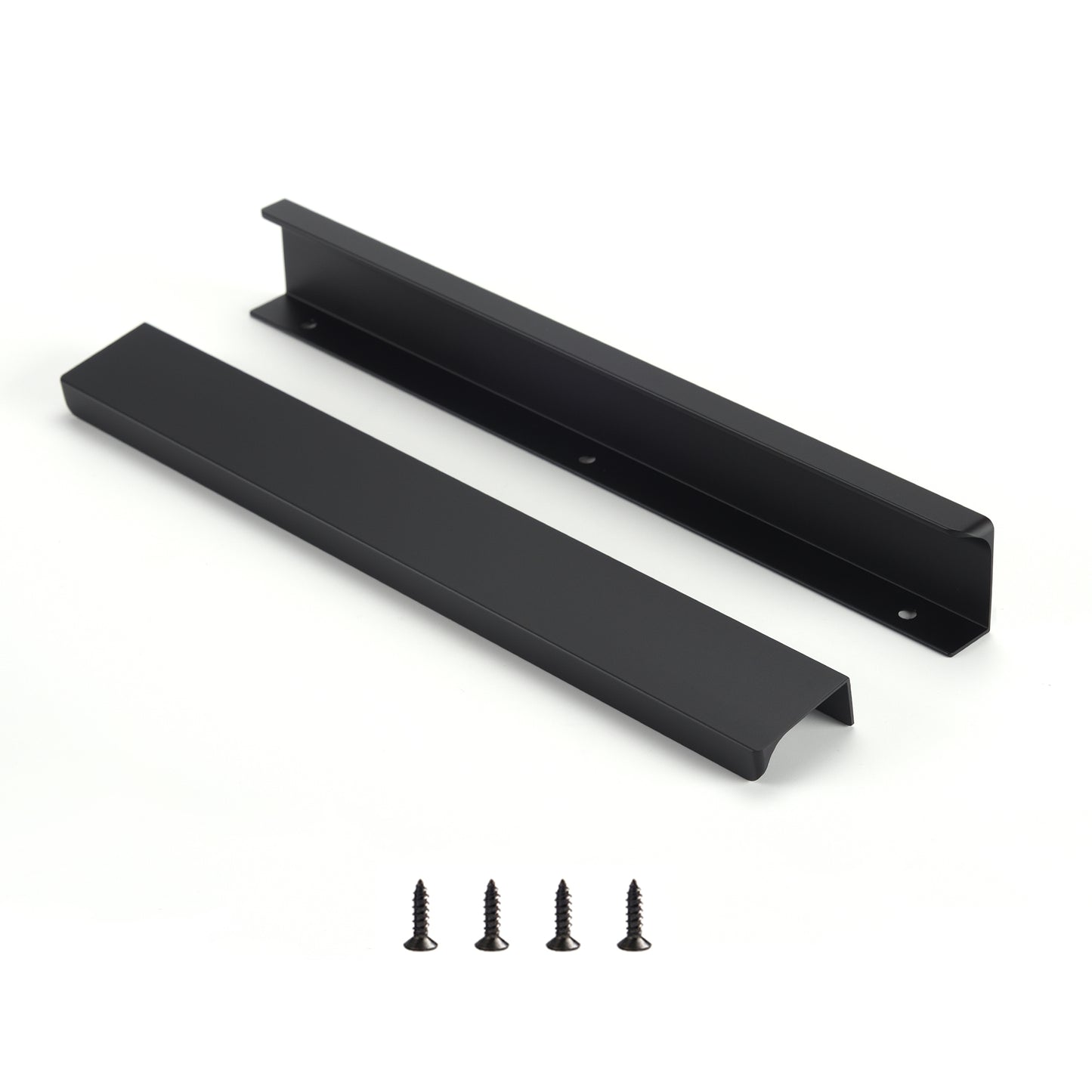 Satanga 5Pack Edge Finger Tab Pull for Cabinets Kitchen Concealed Aluminum Flat Hidden Bar Pulls Drawer Pulls Easy to Install 11.81inch 300mm Overall Length Matte Black