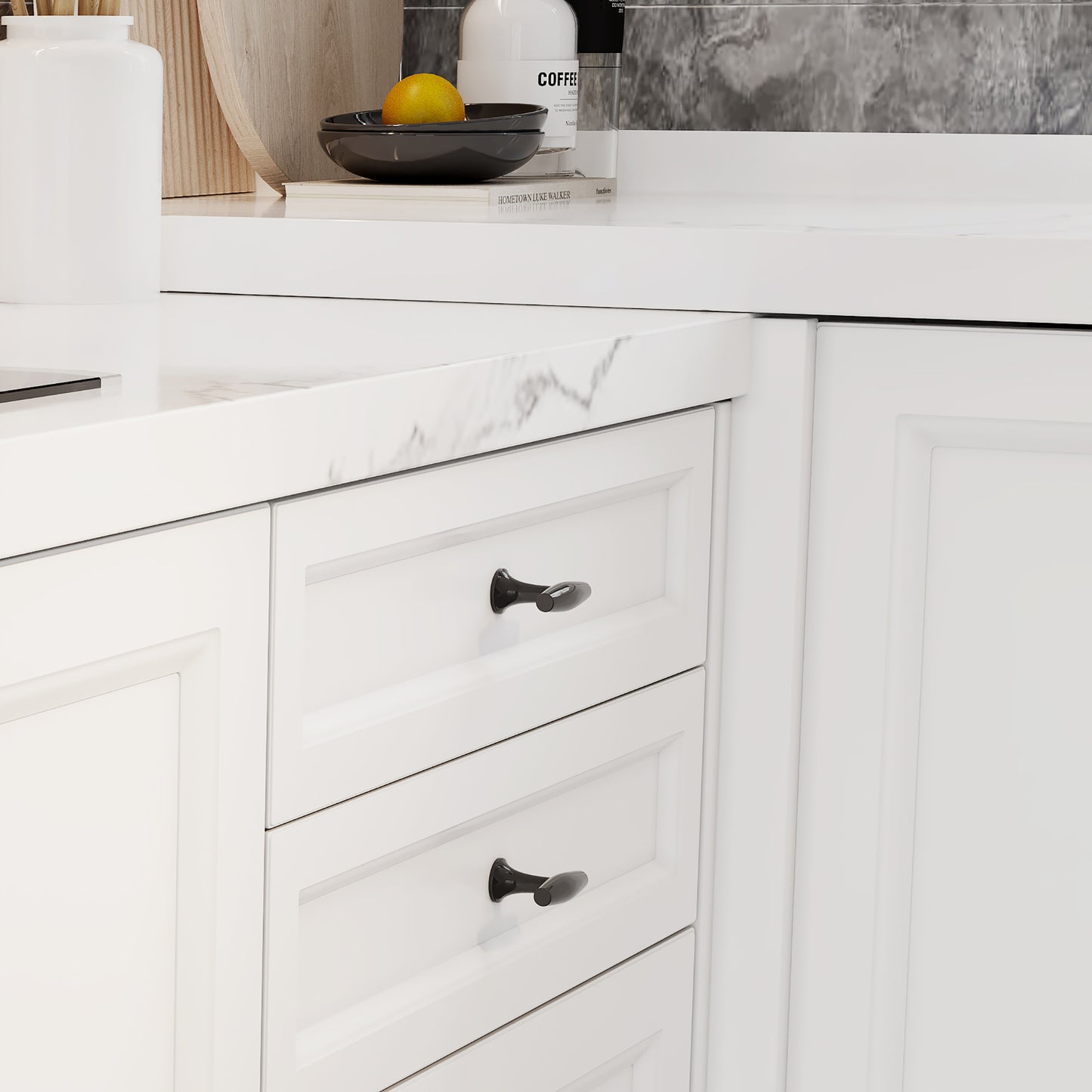 Satanga Finger Edge Pulls for Cabinets Black Single hole