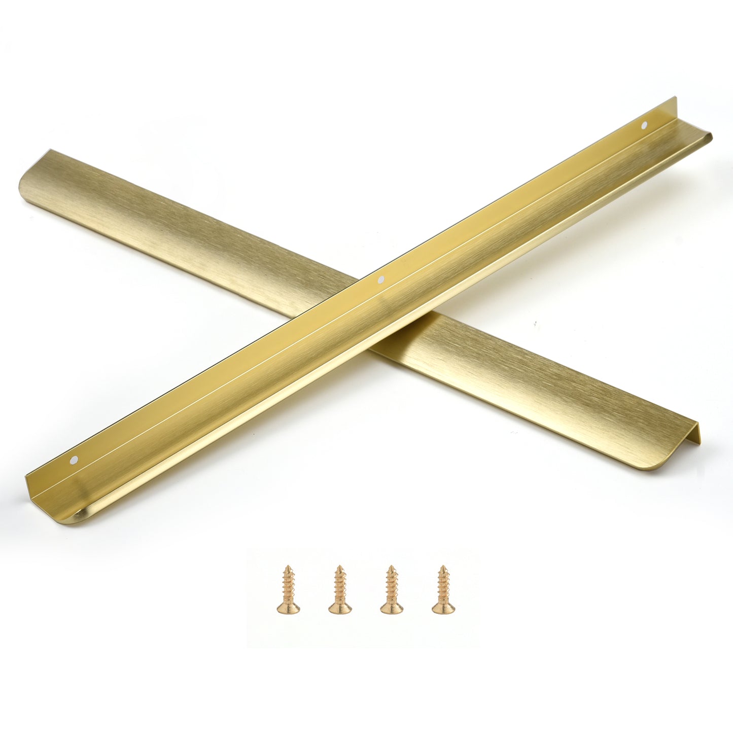 Satanga 5Pack Edge Finger Tab Pull for Cabinets Kitchen Concealed Aluminum Flat Hidden Bar Pulls Drawer Pulls Easy to Install 19.69inch 500mm Overall Length Brushed Brass