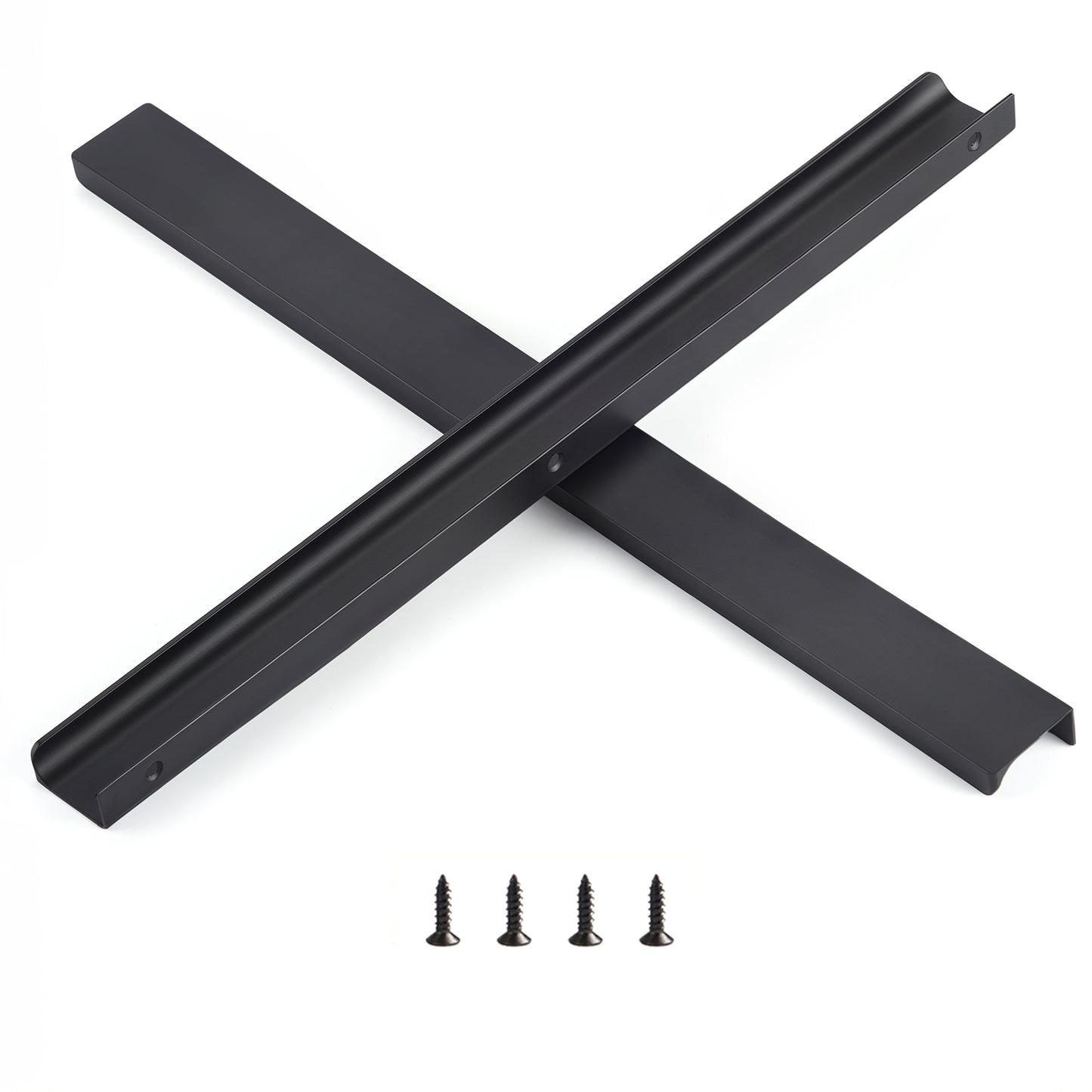 Satanga 5Pack Edge Finger Tab Pull for Cabinets Kitchen Concealed Aluminum Flat Hidden Bar Pulls Drawer Pulls Easy to Install 19.69inch 500mm Overall Length Matte Black
