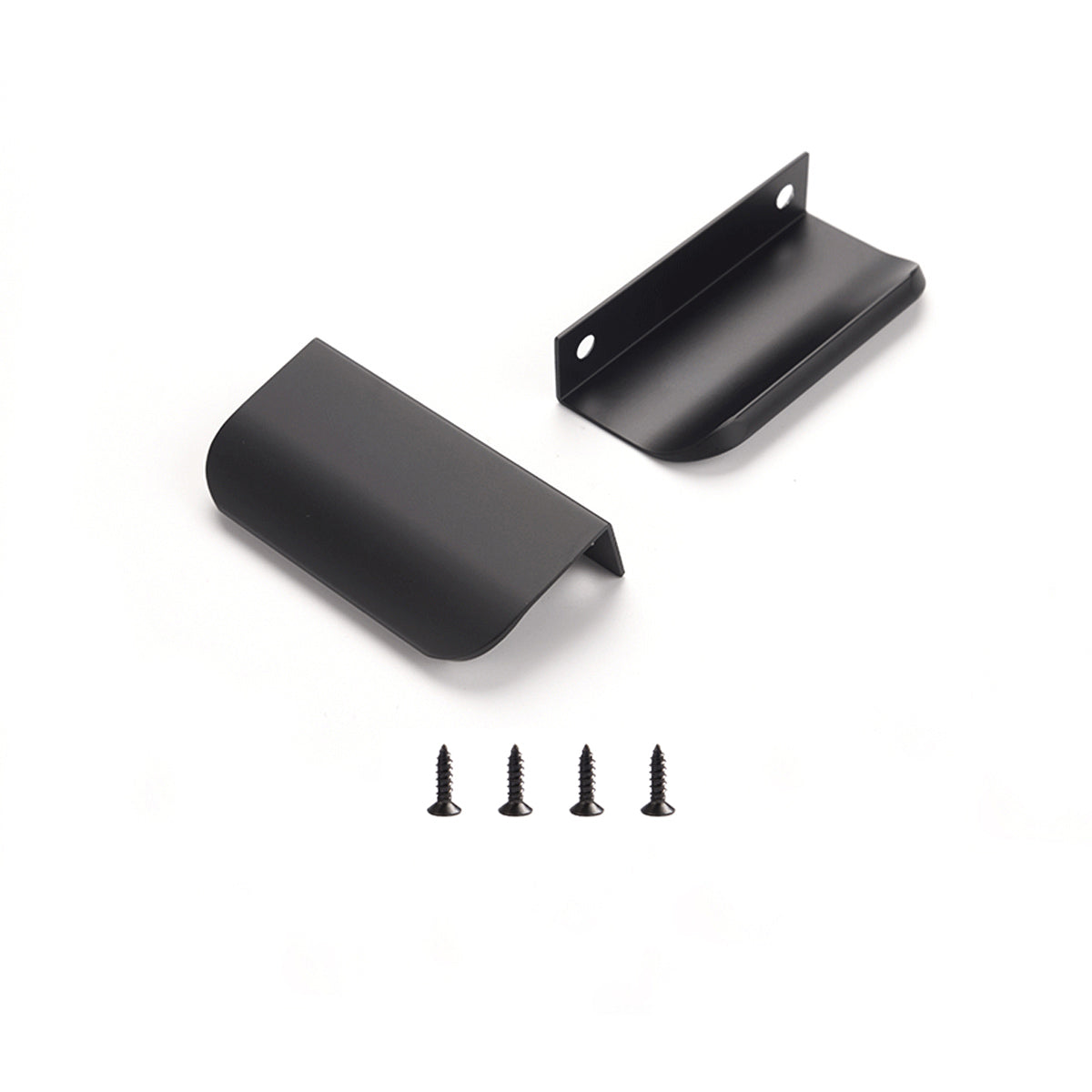 Satanga 5Pack Edge Finger Tab Pull for Cabinets Kitchen Concealed Aluminum Flat Hidden Bar Pulls Drawer Pulls Easy to Install 3.15inch 80mm Overall Length Matte Black