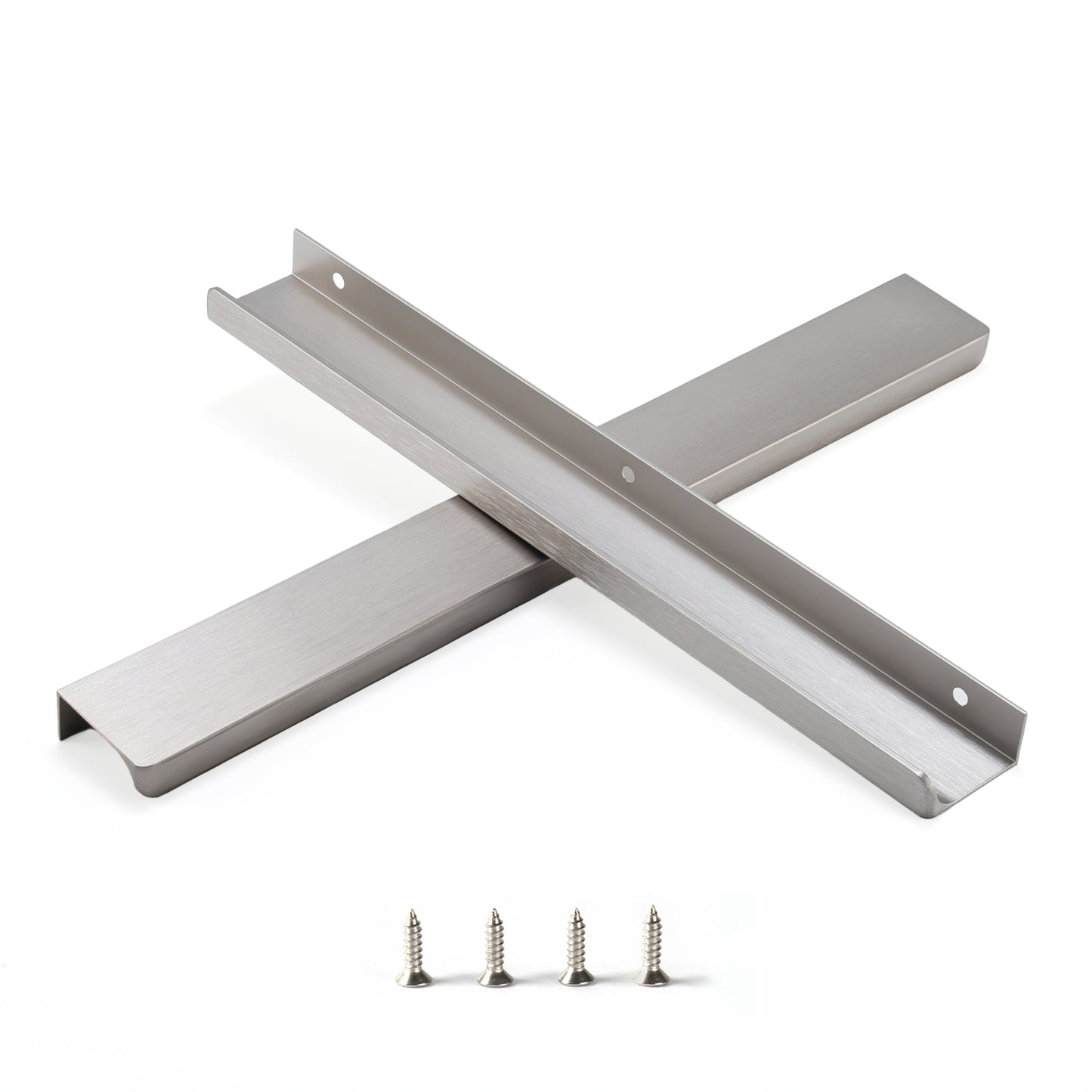 Satanga 5Pack Edge Finger Tab Pull for Cabinets Kitchen Concealed Aluminum Flat Hidden Bar Pulls Drawer Pulls Easy to Install 15.75inch 400mm Overall Length Brushed Nickel