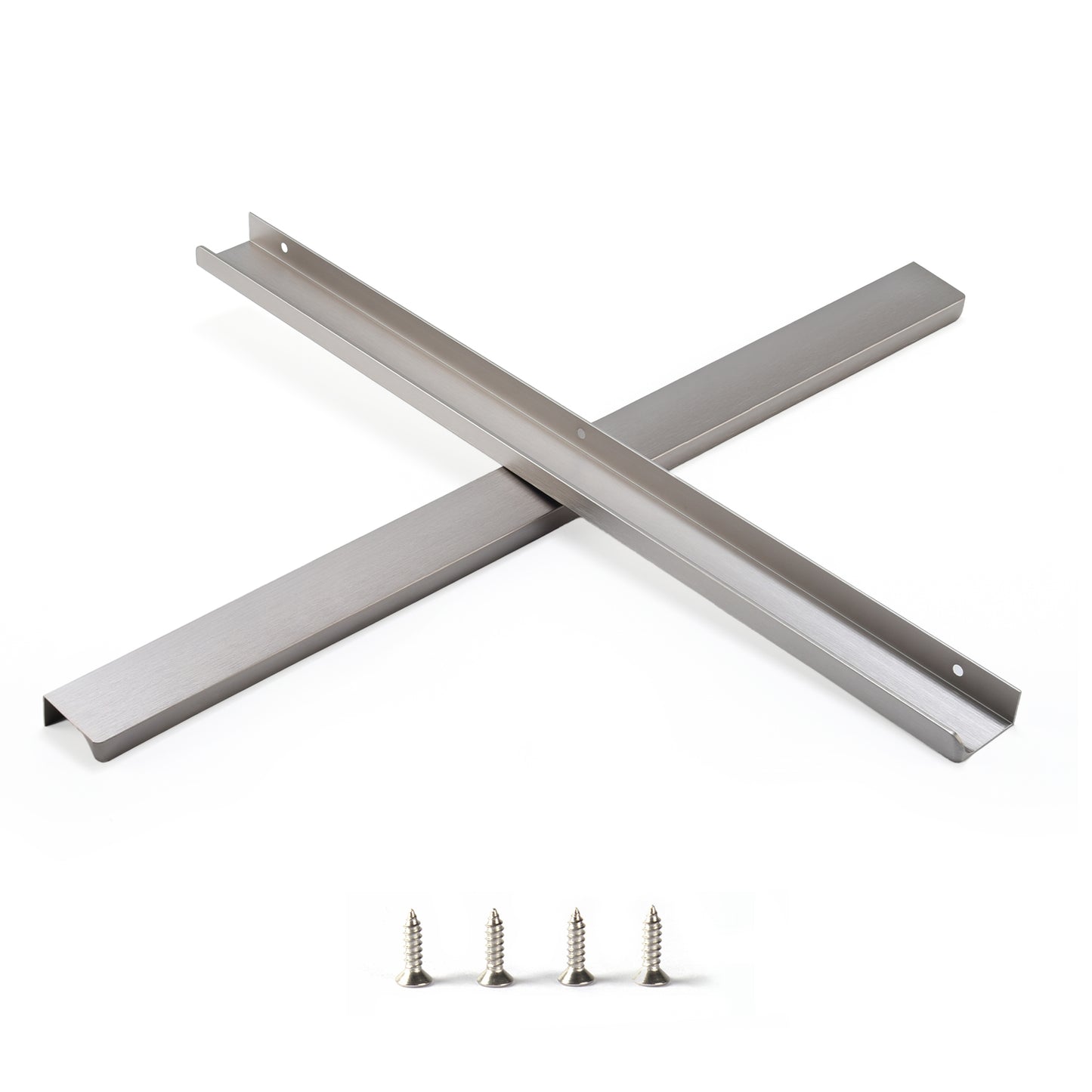 Satanga 5Pack Edge Finger Tab Pull for Cabinets Kitchen Concealed Aluminum Flat Hidden Bar Pulls Drawer Pulls Easy to Install 3.15inch 80mm Overall Length Brushed Brass