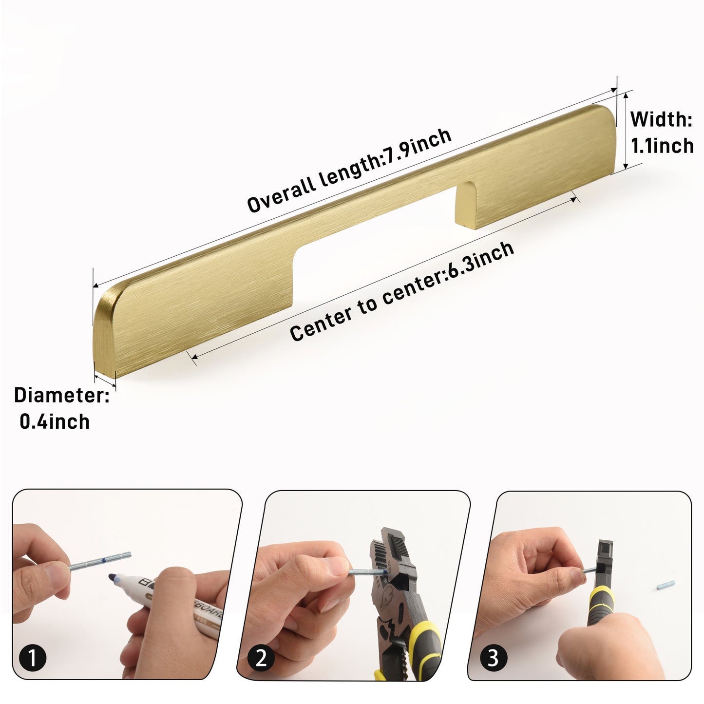 Satanga cabinet handle 9130 160mm Gold