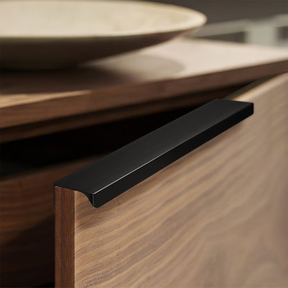 Satanga 5Pack Edge Finger Tab Pull for Cabinets Kitchen Concealed Aluminum Flat Hidden Bar Pulls Drawer Pulls Easy to Install 3.15inch 80mm Overall Length Matte Black
