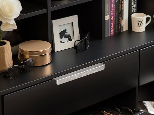 Satanga 5Pack Edge Finger Tab Pull for Cabinets Kitchen Concealed Aluminum Flat Hidden Bar Pulls Drawer Pulls Easy to Install 4.72inch 120mm Overall Length Brushed Nickel