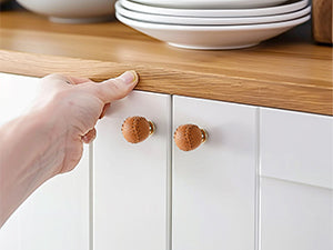 Leather Pulls and Knobs for Drawers，Single-Hole Leather Drawer Pulls for Kitchen, Bathroom, Cabinets Pack of 4