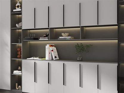 Satanga 5Pack Edge Finger Tab Pull for Cabinets Kitchen Concealed Aluminum Flat Hidden Bar Pulls Drawer Pulls Easy to Install 17.87inch 500mm Overall Length Matte Black