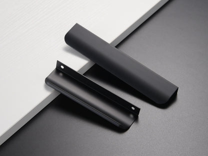 Satanga 5Pack Edge Finger Tab Pull for Cabinets Kitchen Concealed Aluminum Flat Hidden Bar Pulls Drawer Pulls Easy to Install 17.87inch 500mm Overall Length Matte Black