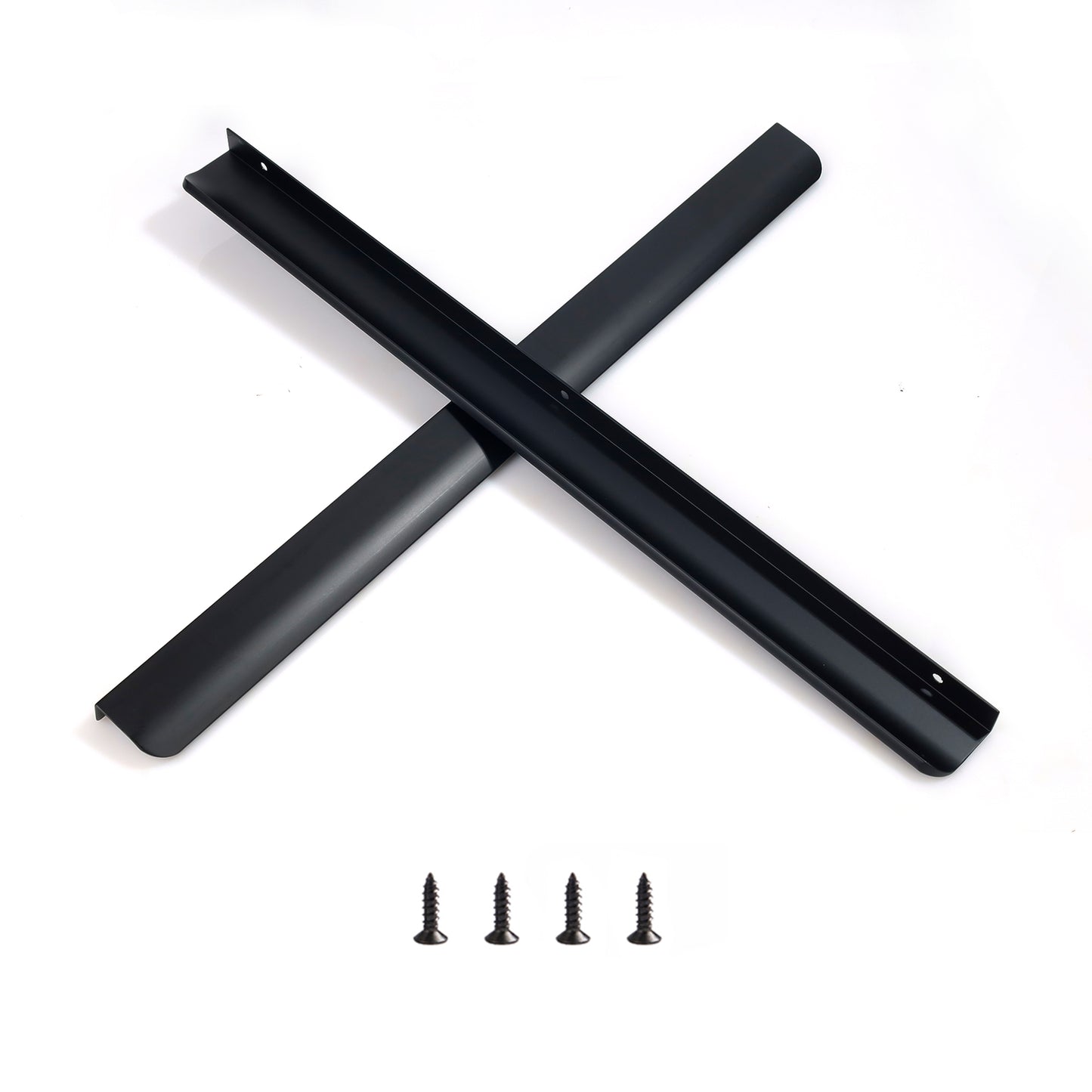 Satanga 5Pack Edge Finger Tab Pull for Cabinets Kitchen Concealed Aluminum Flat Hidden Bar Pulls Drawer Pulls Easy to Install 17.87inch 500mm Overall Length Matte Black