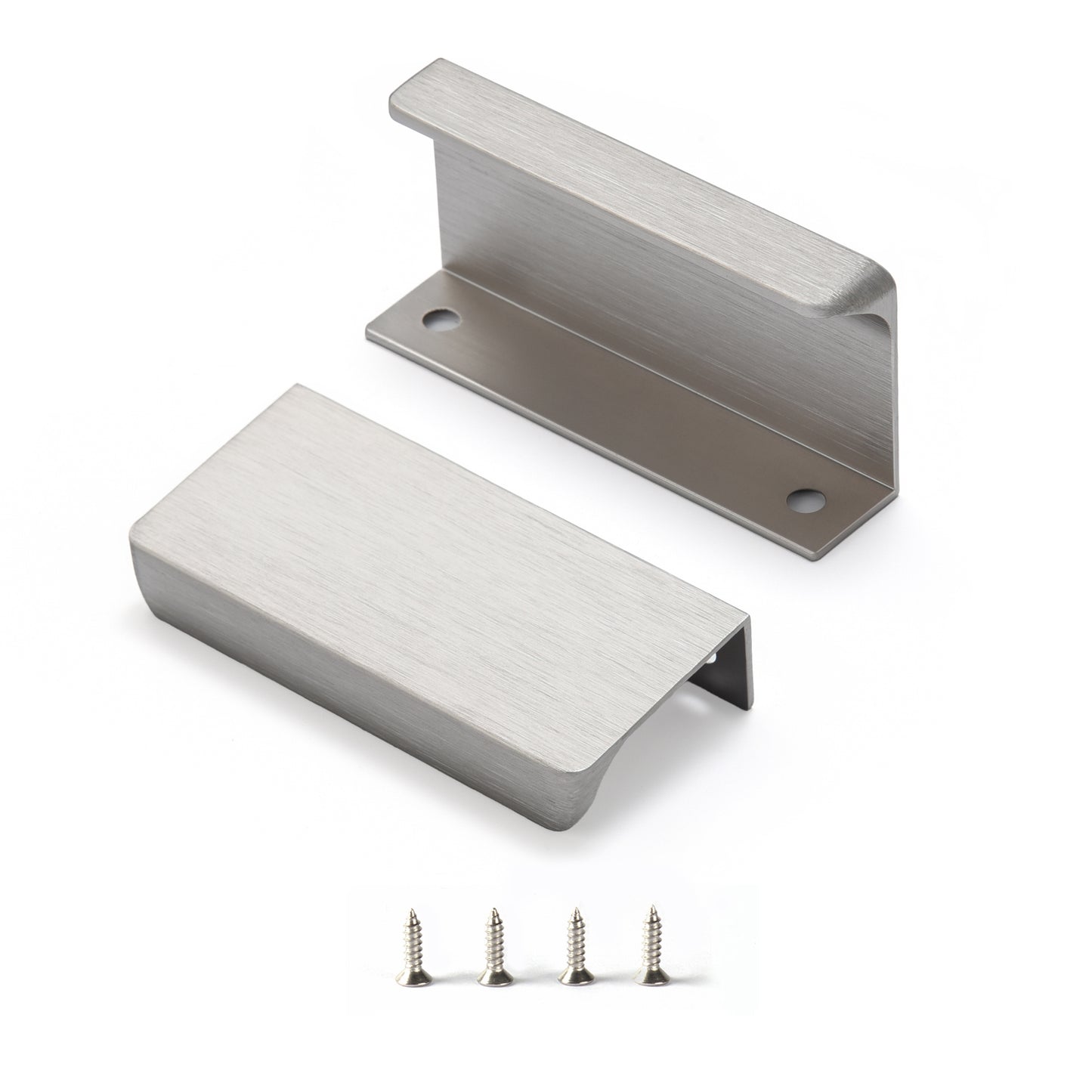 Satanga 5Pack Edge Finger Tab Pull for Cabinets Kitchen Concealed Aluminum Flat Hidden Bar Pulls Drawer Pulls Easy to Install 3.15inch 80mm Overall Length Brushed Nickel