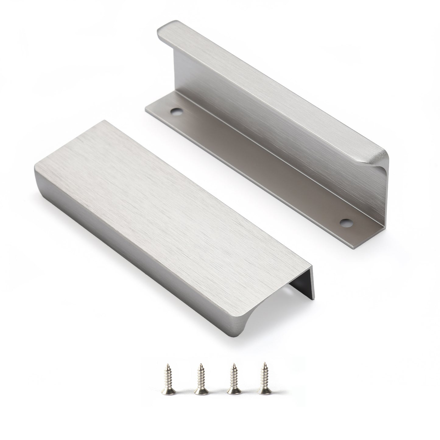 Satanga 5Pack Edge Finger Tab Pull for Cabinets Kitchen Concealed Aluminum Flat Hidden Bar Pulls Drawer Pulls Easy to Install 4.72inch 120mm Overall Length Brushed Nickel