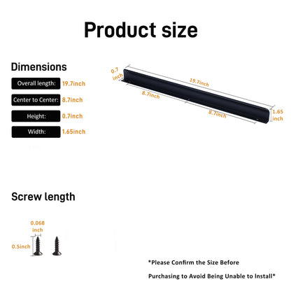 Satanga 5Pack Edge Finger Tab Pull for Cabinets Kitchen Concealed Aluminum Flat Hidden Bar Pulls Drawer Pulls Easy to Install 17.87inch 500mm Overall Length Matte Black