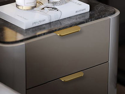 Satanga 5Pack Edge Finger Tab Pull for Cabinets Kitchen Concealed Aluminum Flat Hidden Bar Pulls Drawer Pulls Easy to Install 3.15inch 80mm Overall Length Brushed Brass