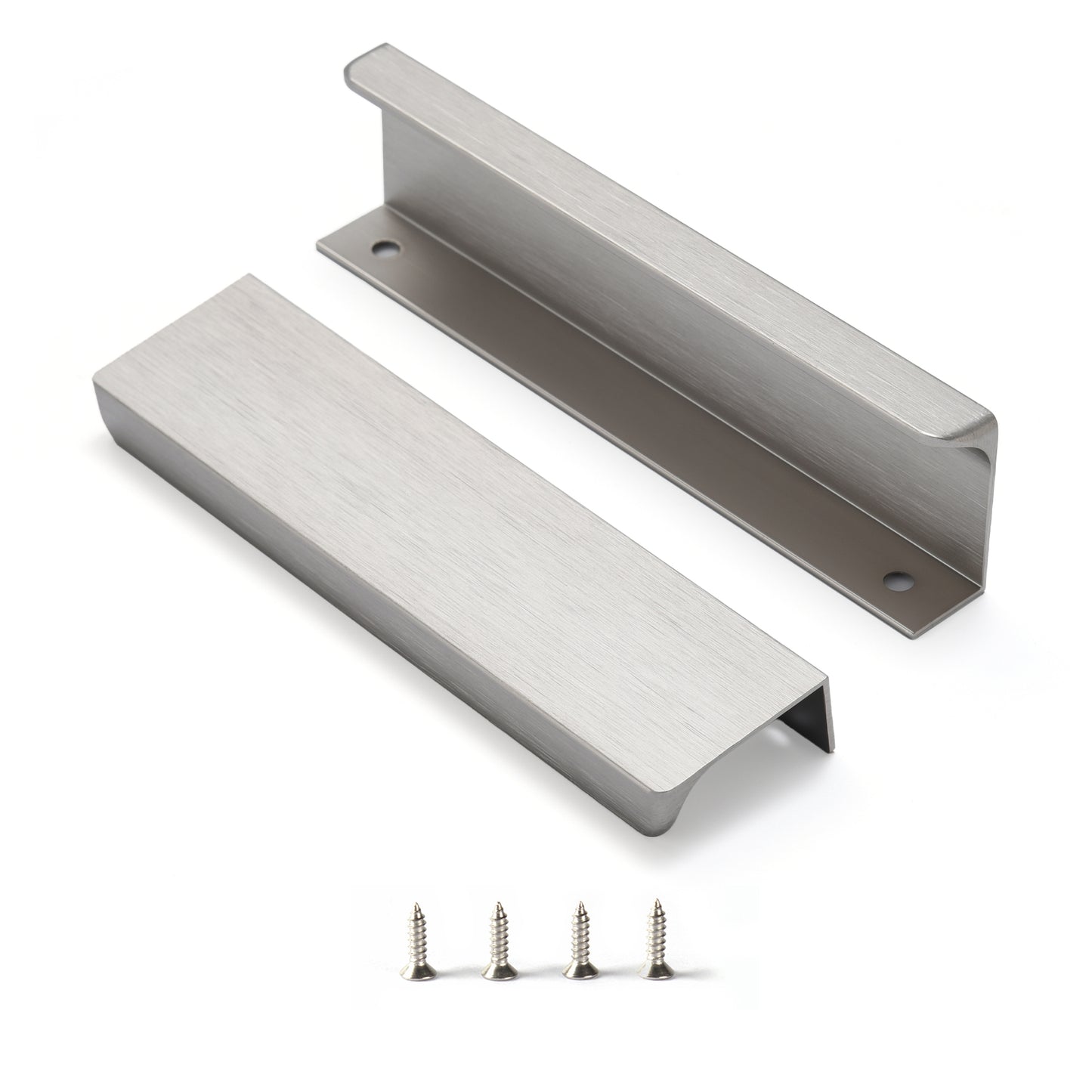 Satanga 5Pack Edge Finger Tab Pull for Cabinets Kitchen Concealed Aluminum Flat Hidden Bar Pulls Drawer Pulls Easy to Install 4.72inch 150mm Overall Length Brushed Nickel