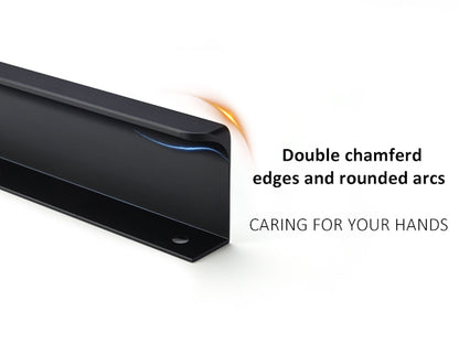 Satanga 5Pack Edge Finger Tab Pull for Cabinets Kitchen Concealed Aluminum Flat Hidden Bar Pulls Drawer Pulls Easy to Install 3.15inch 80mm Overall Length Matte Black