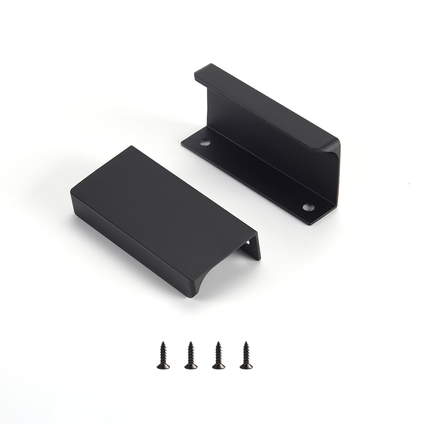 Satanga 5Pack Edge Finger Tab Pull for Cabinets Kitchen Concealed Aluminum Flat Hidden Bar Pulls Drawer Pulls Easy to Install 3.15inch 80mm Overall Length Matte Black