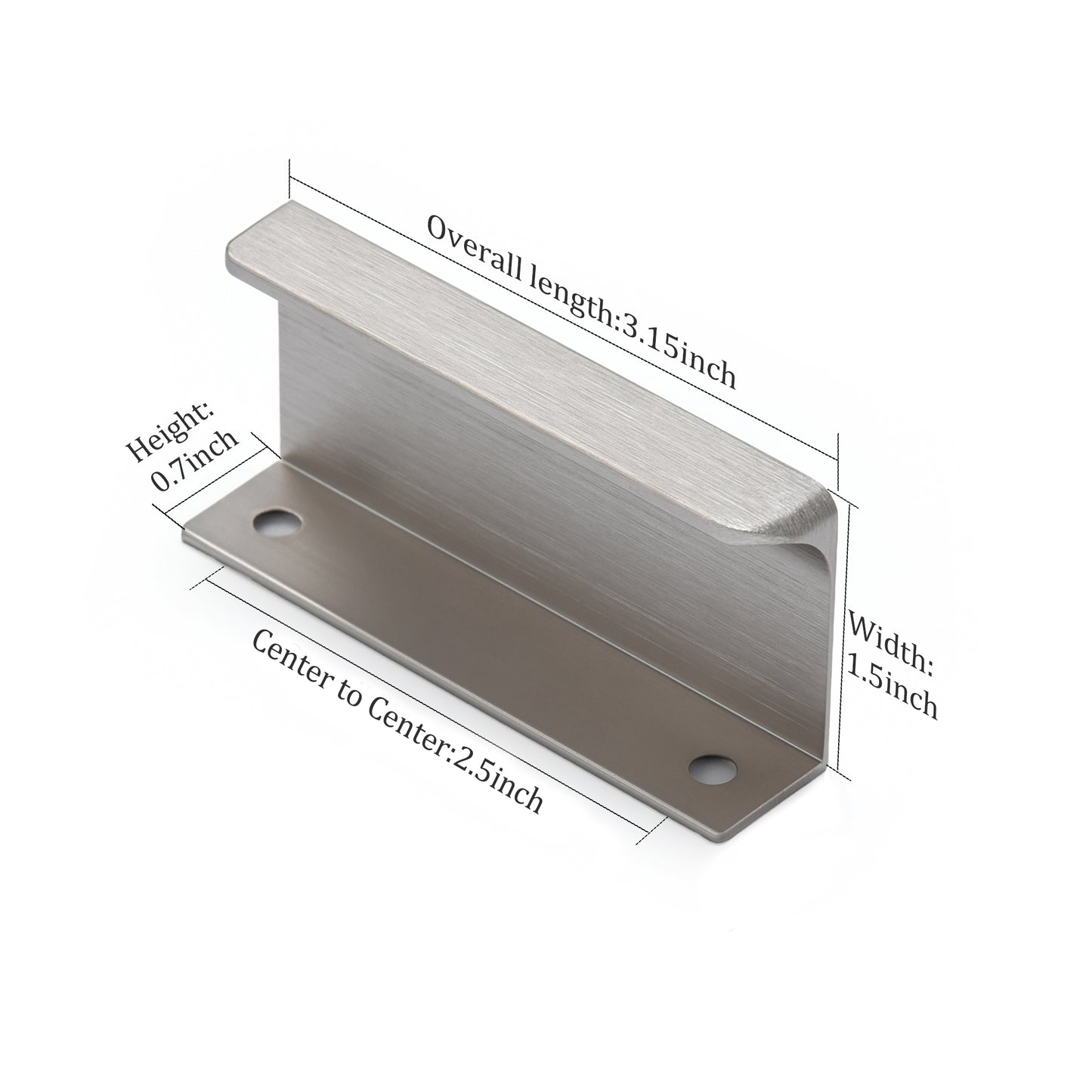 Satanga 5Pack Edge Finger Tab Pull for Cabinets Kitchen Concealed Aluminum Flat Hidden Bar Pulls Drawer Pulls Easy to Install 3.15inch 80mm Overall Length Brushed Nickel