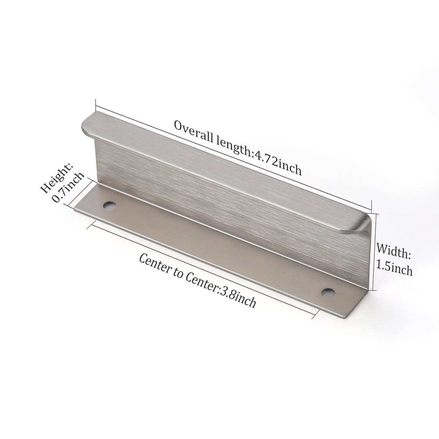 Satanga 5Pack Edge Finger Tab Pull for Cabinets Kitchen Concealed Aluminum Flat Hidden Bar Pulls Drawer Pulls Easy to Install 4.72inch 120mm Overall Length Brushed Nickel