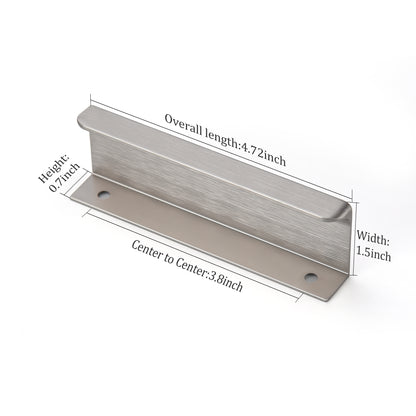 Satanga 5Pack Edge Finger Tab Pull for Cabinets Kitchen Concealed Aluminum Flat Hidden Bar Pulls Drawer Pulls Easy to Install 4.72inch 120mm Overall Length Brushed Nickel