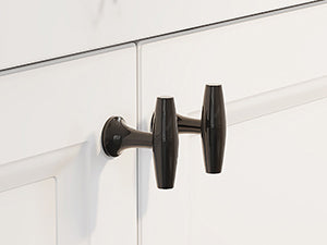 Cabinet Knobs 5Pack Kitchen Black Modern Drawer Handles Single Hole Decorative Hardware Dresser Pulls for Antique Cupboard Door Farmhouse Furniture Bathroom Pulls Cabinets Knob